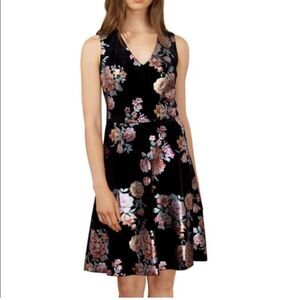 ECI New York metallic floral dress sleeveless velvet size 4